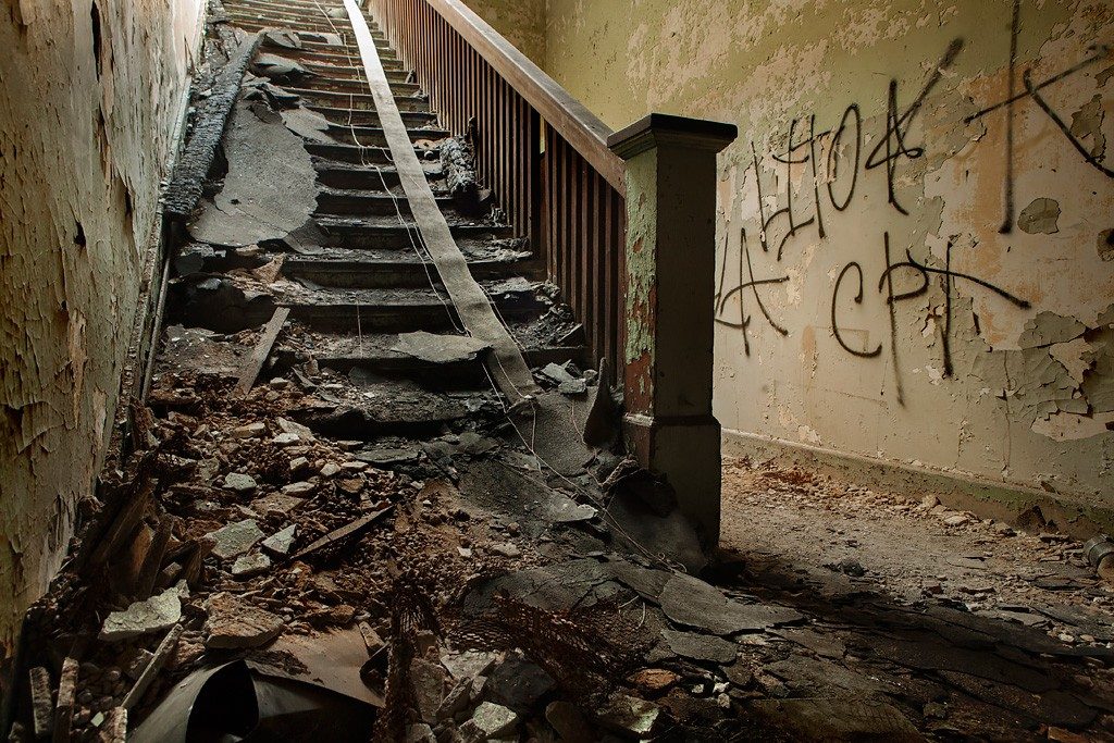 dilapidated staircase
